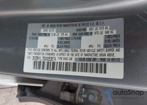 2016 Mazda 3 Touring from USA, damaged, VIN 3MZBM1L76GM263674